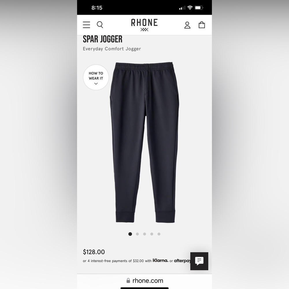 Rhône Spar Joggers Black XL NWOT!